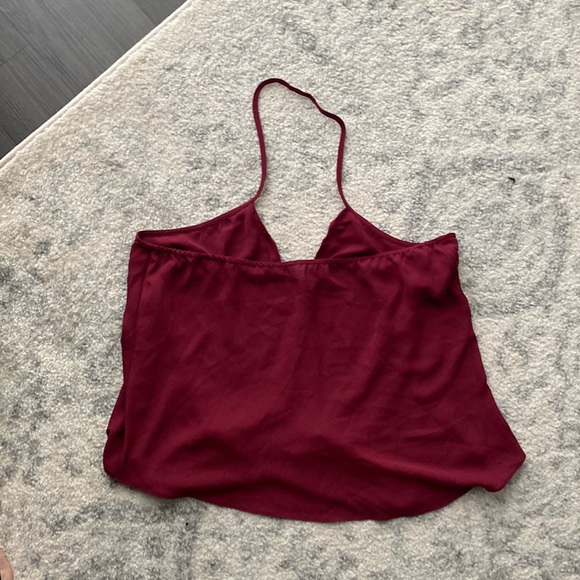 Beautiful deep ruby red halter neck tank top by foreign exchange size large - Picture 2 of 2
